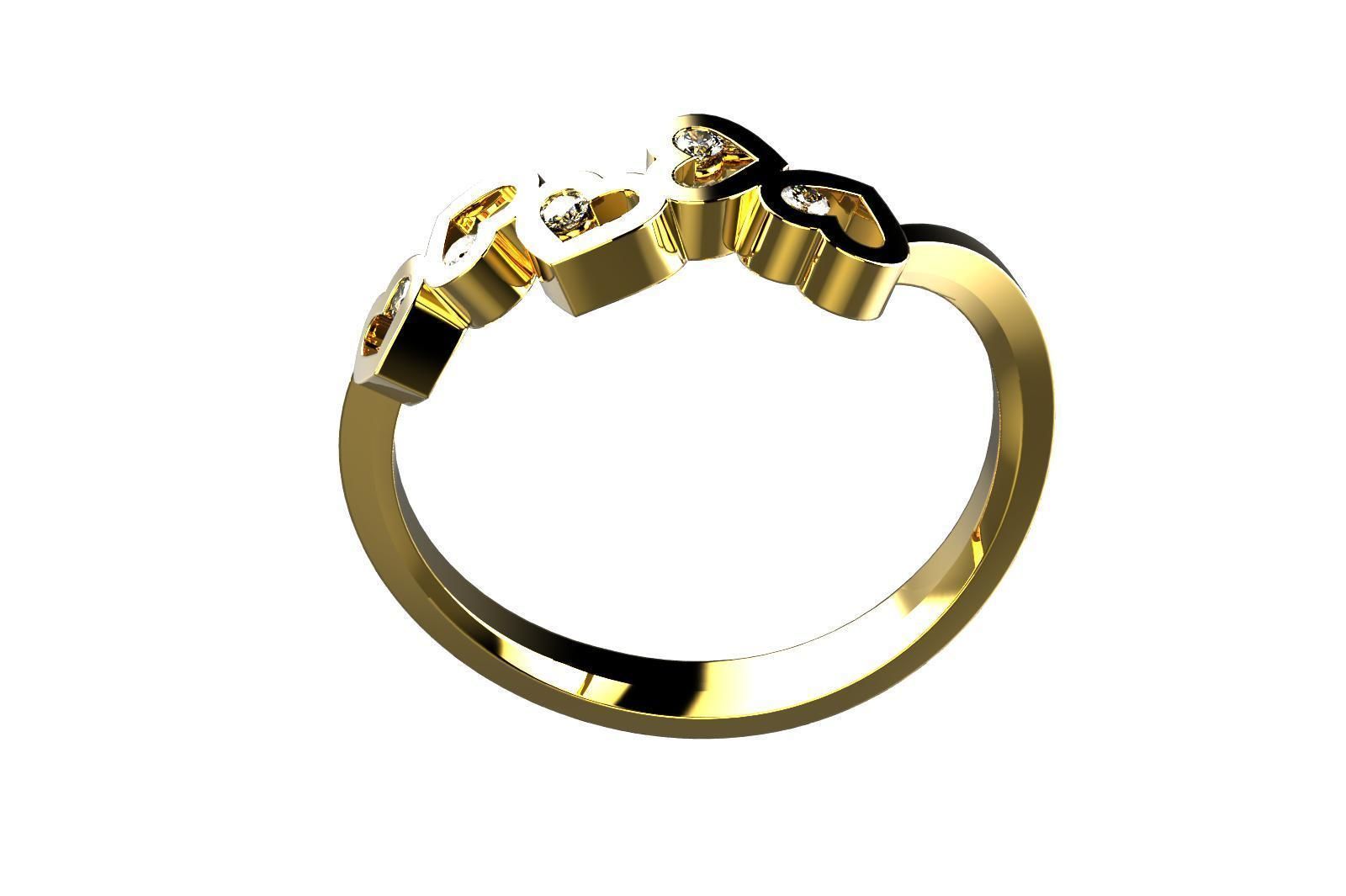 ZP020 heart ring with diamonds 3D print model_3