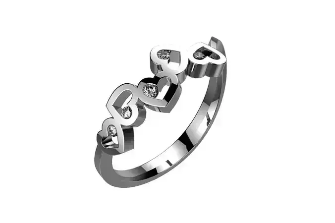 ZP020 heart ring with diamonds