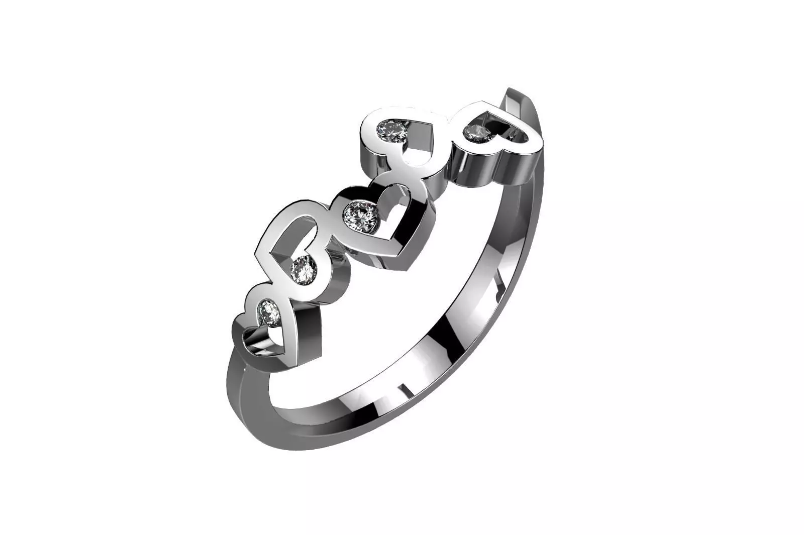 ZP020 heart ring with diamonds 3D print model_0