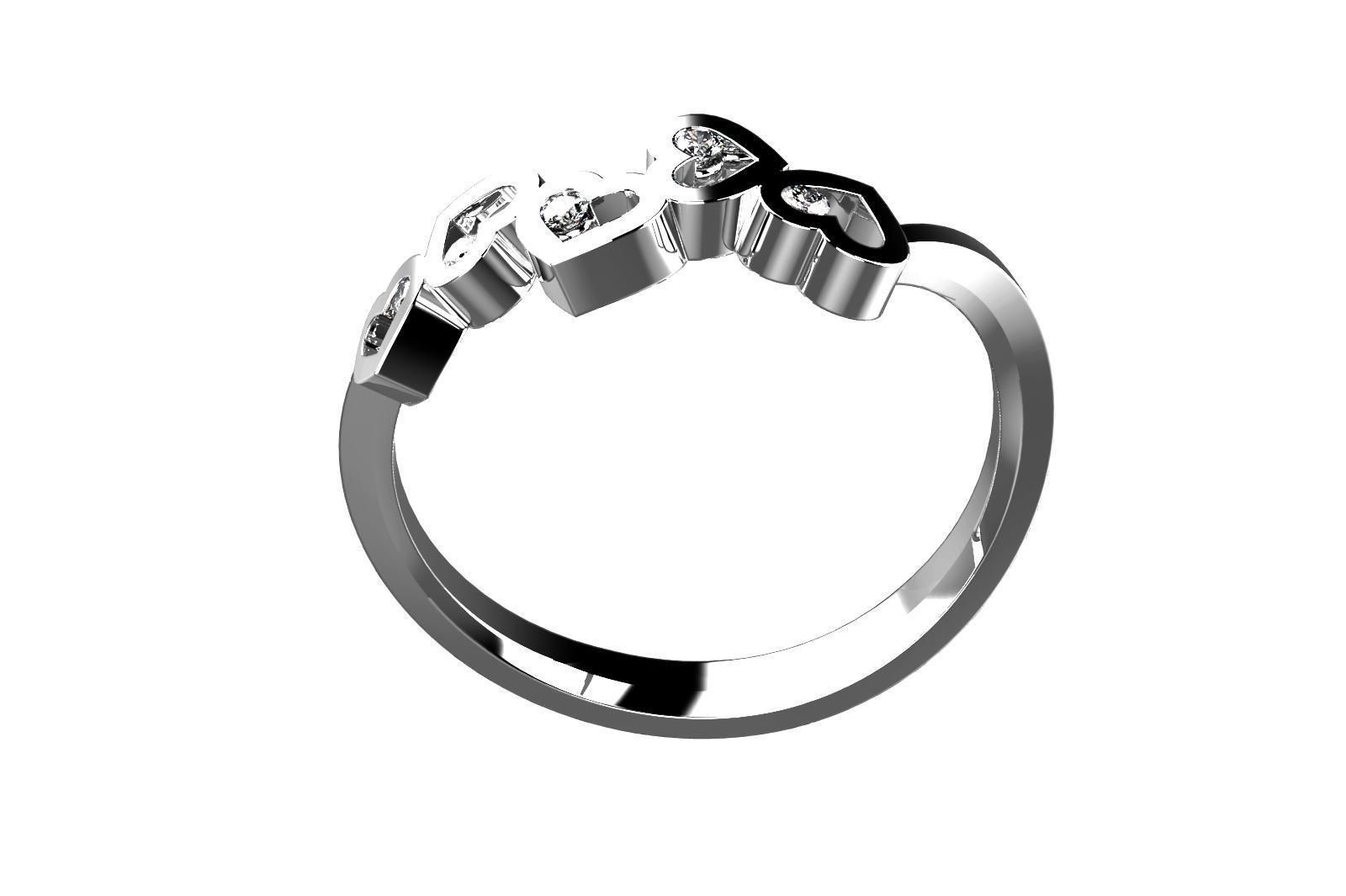 ZP020 heart ring with diamonds 3D print model_2