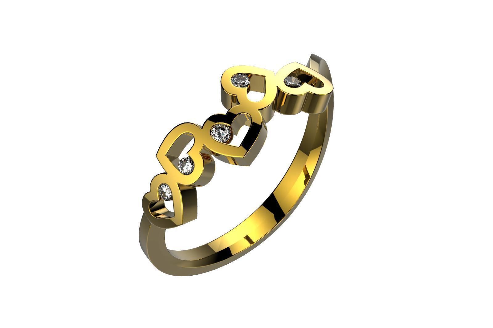 ZP020 heart ring with diamonds 3D print model_1