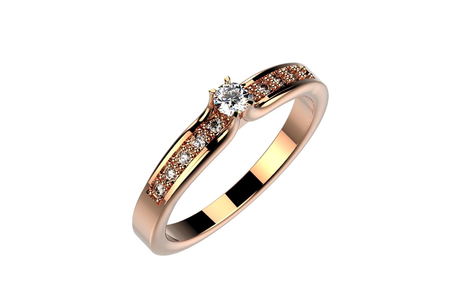 ZP025 diamond engagement ring 3D print model_2