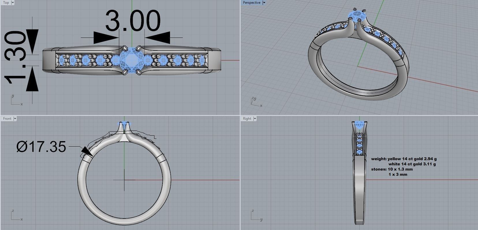 ZP025 diamond engagement ring 3D print model_6