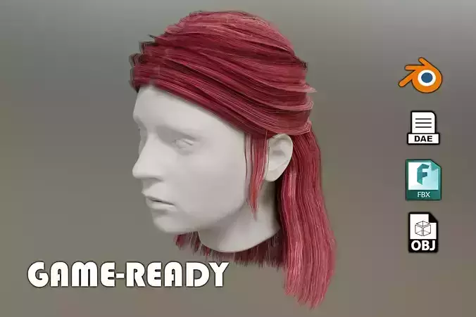 Game Ready 3d hair - half up half down hairstyle