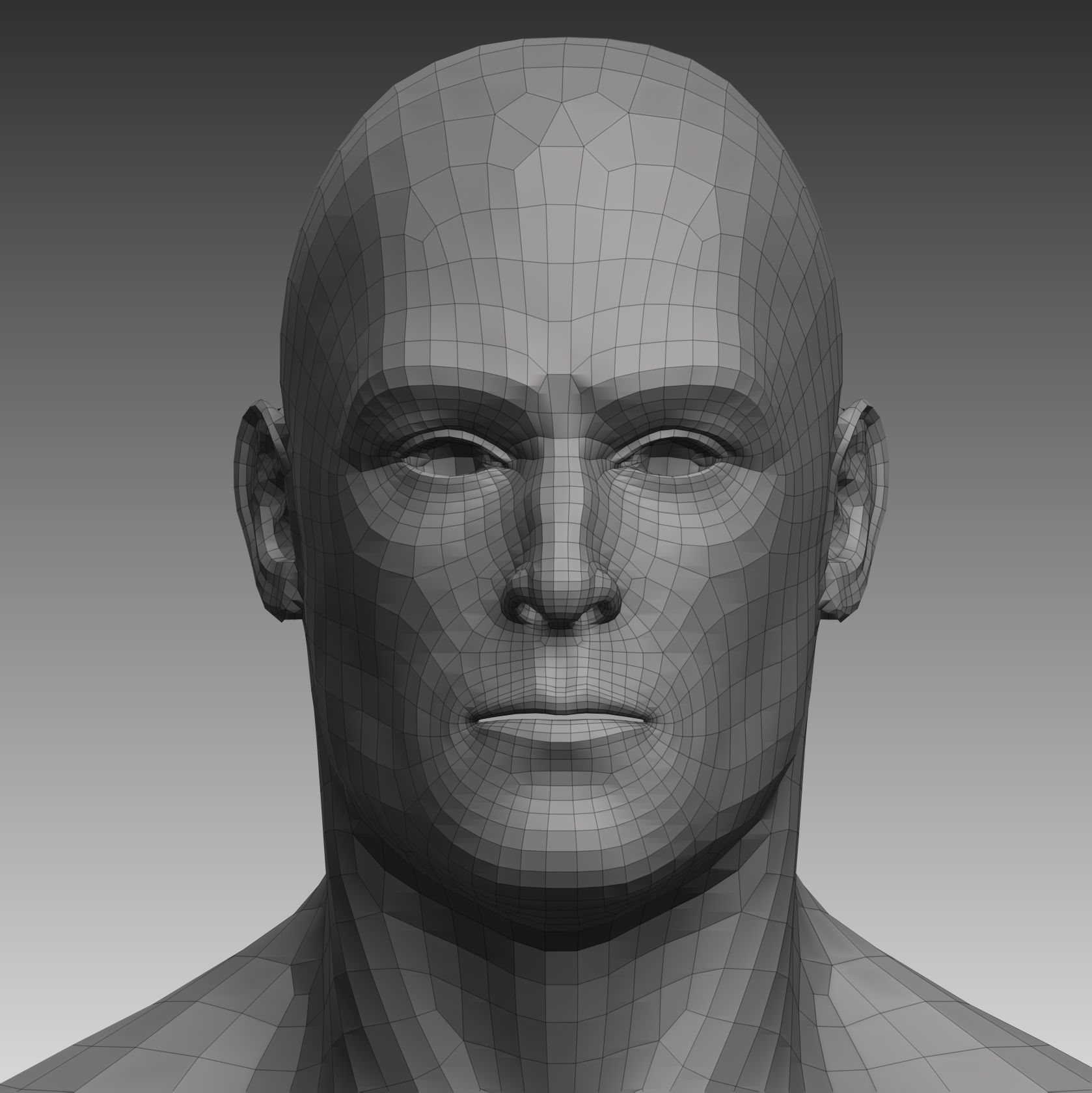 Anatomical body base mesh Low-poly 3D model_22