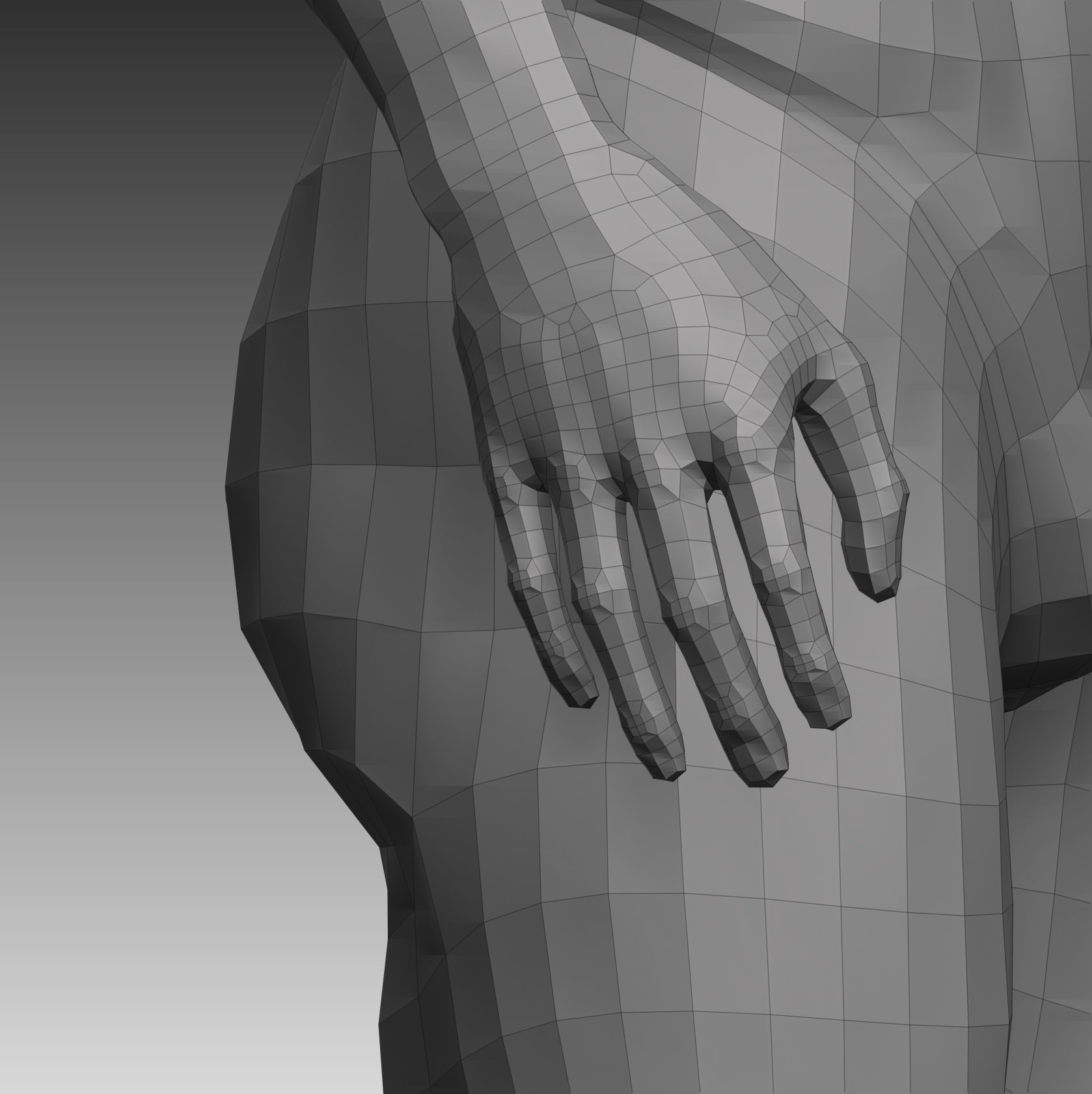 Anatomical body base mesh Low-poly 3D model_26