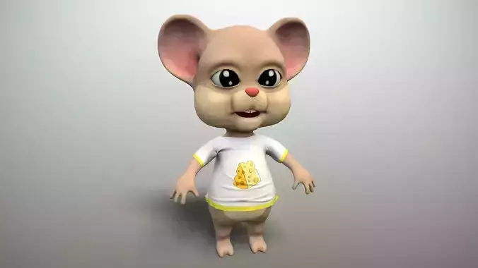 cartoon mouse Low-poly 3D model