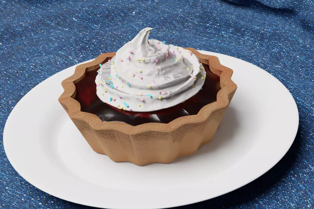 Tart with whipped cream Free 3D model