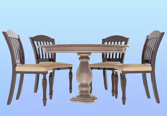 Chair and Round Dining Table