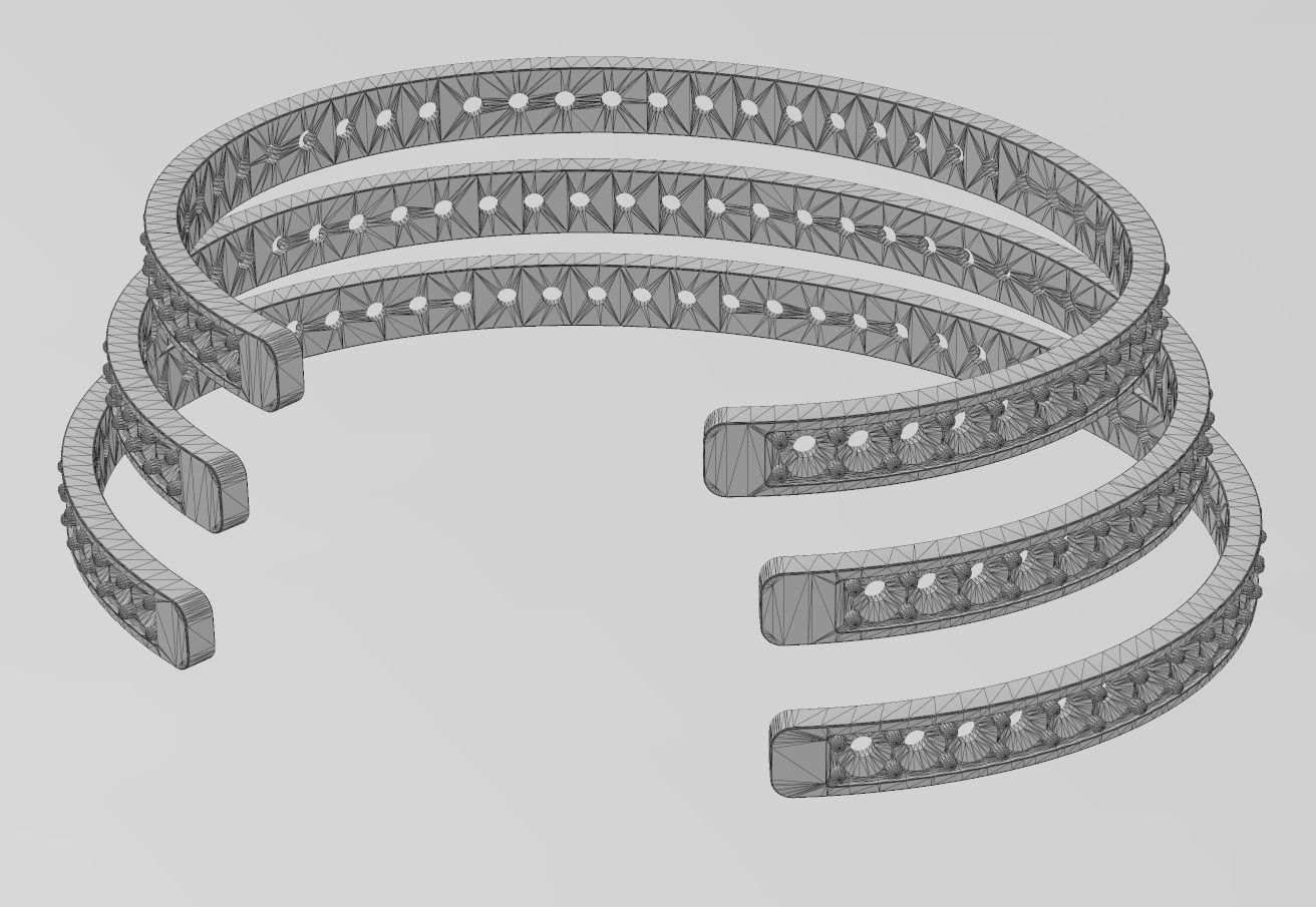 Simple diamond cuff bracelet 3D print model_14