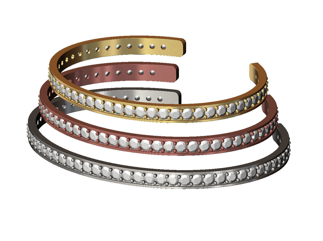 Simple diamond cuff bracelet 3D print model_2