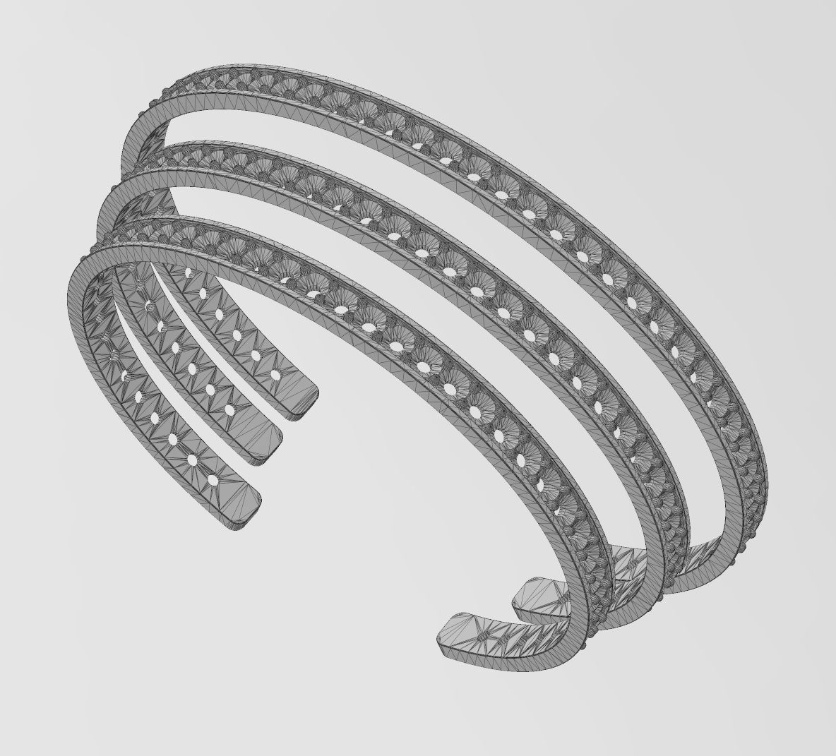 Simple diamond cuff bracelet 3D print model_13