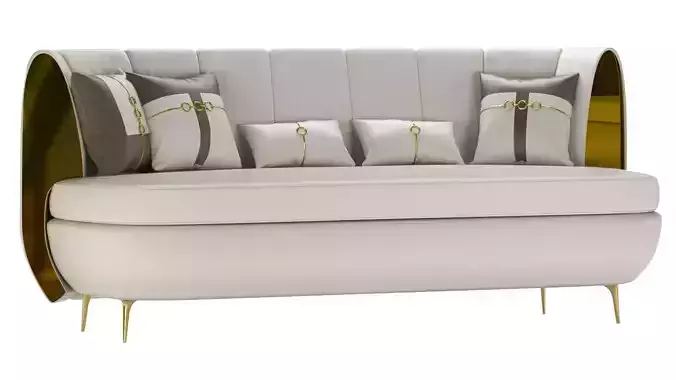 Beige Leather Sofa