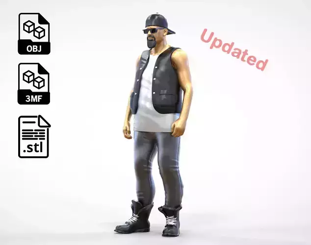 N3 Outlaw Biker Standing 3D print model