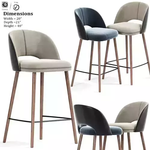 Mid Century Modern Barrel Backed Bar Stool