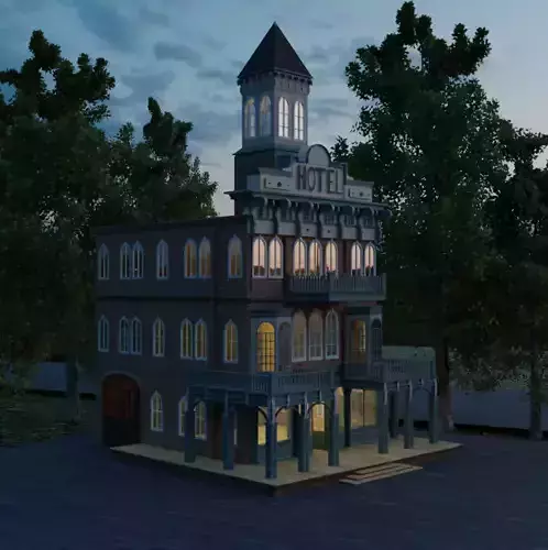 Hotel old fashioned building at dusk