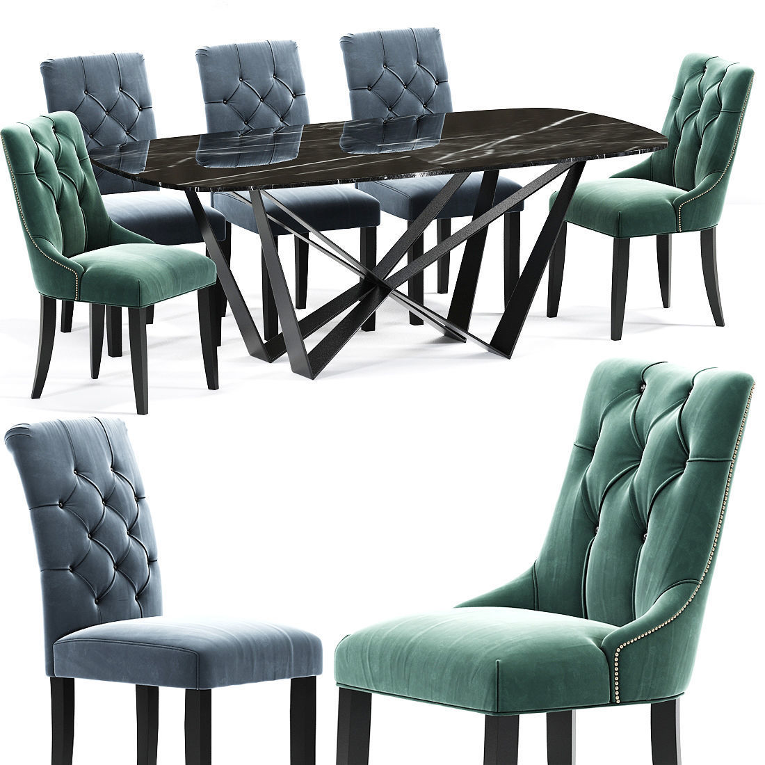 Preston Dining Chair Table 3D model CGTrader