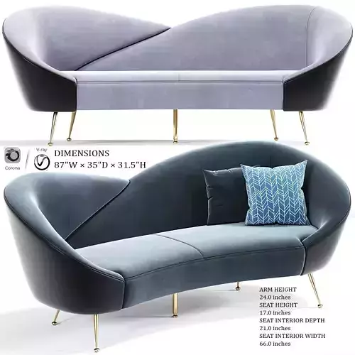 Wing Curved Sofa in Gray