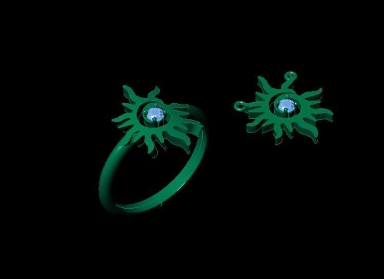 Sunrise  Ring pendant 3D print model_1