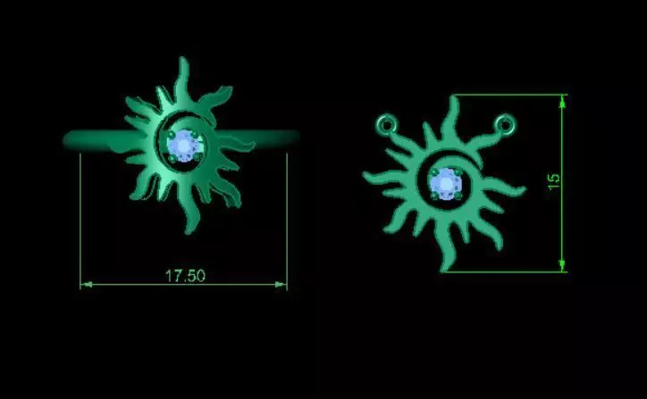 Sunrise  Ring pendant 3D print model_0