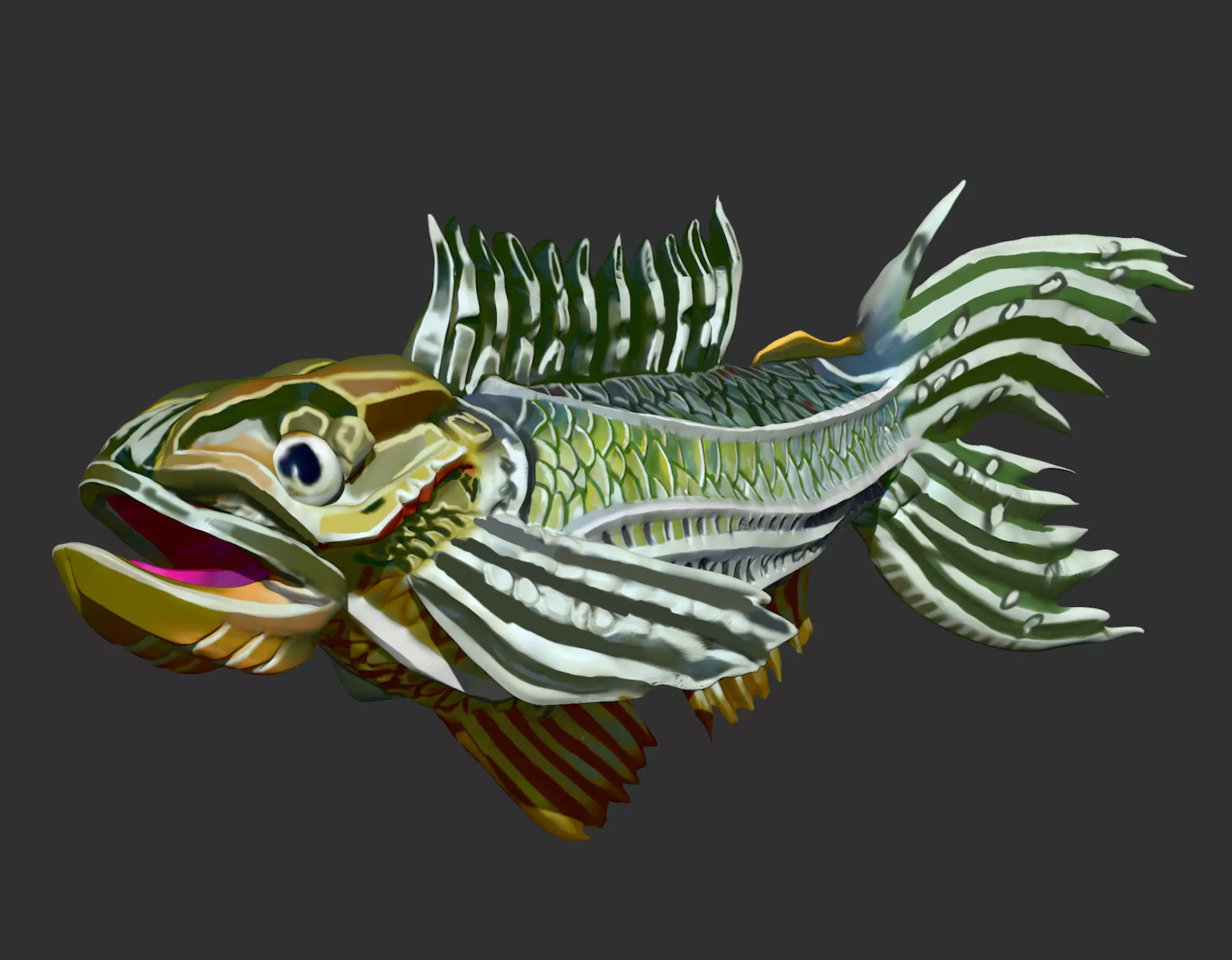 Fish Concept Design Sculpt ZBrush ZTL File and Polypaint 3D model_0