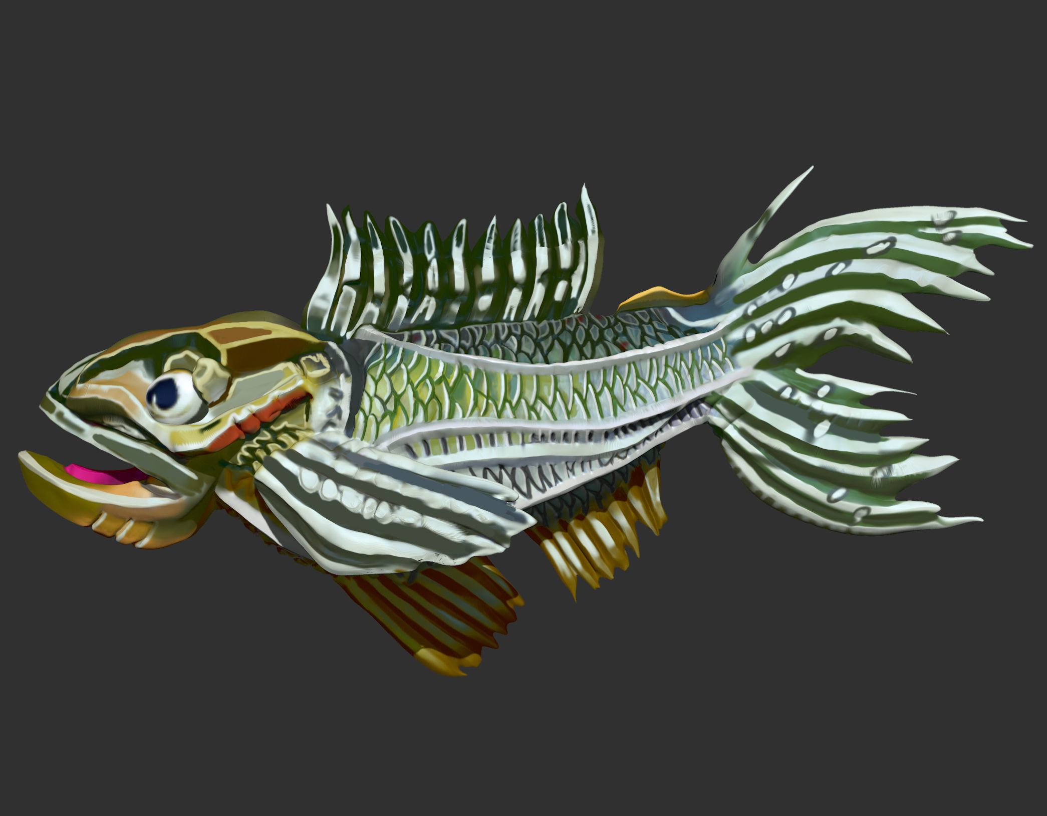 Fish Concept Design Sculpt ZBrush ZTL File and Polypaint 3D model_1