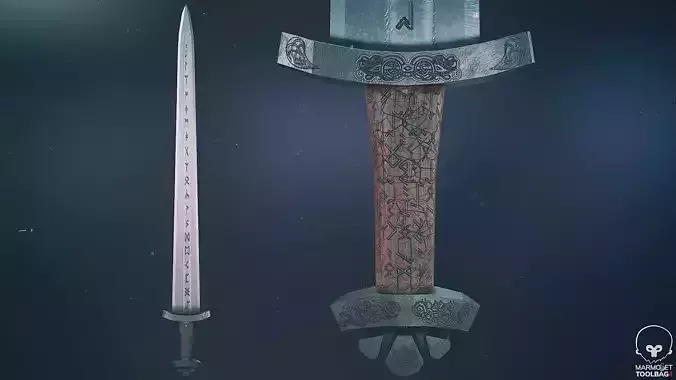 Scandinavian Battle Sword Low-poly 3D model