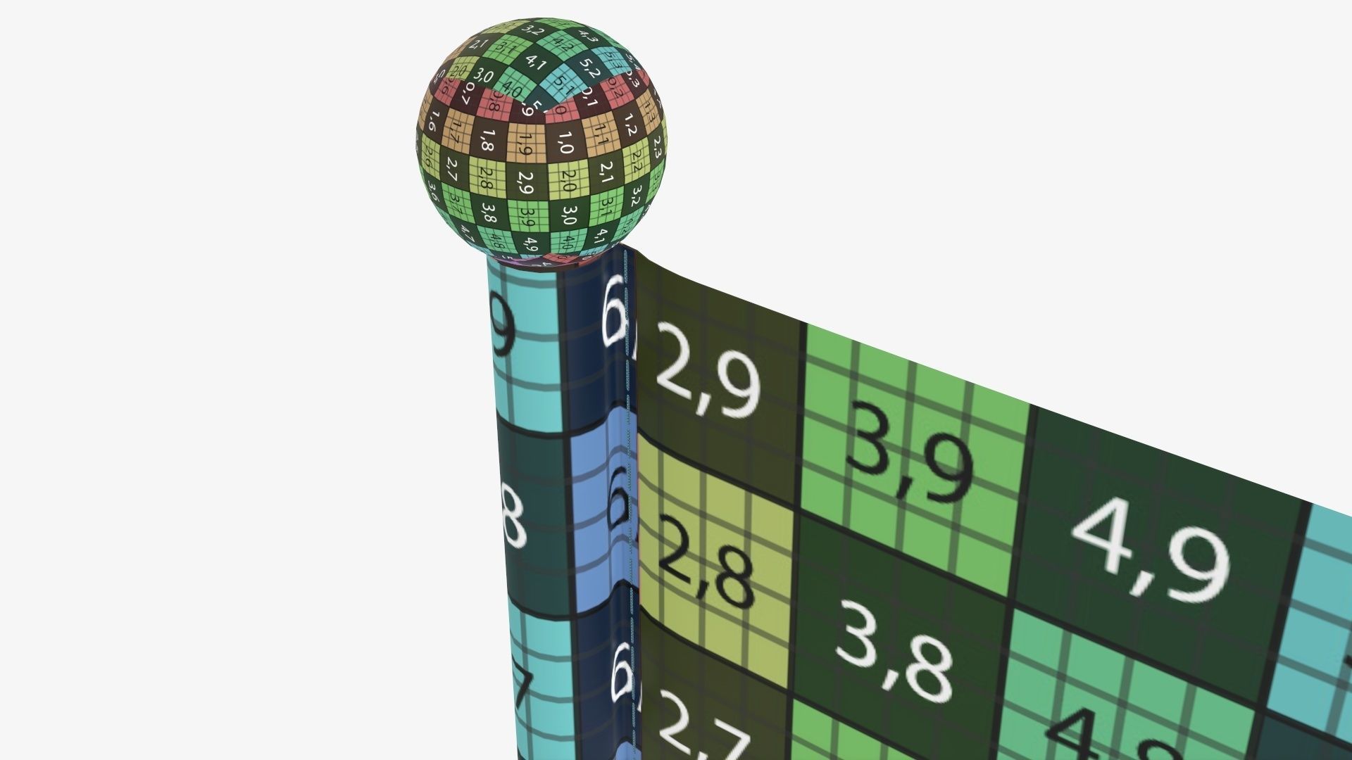 Small decorative flag on flagpole 3D model_14