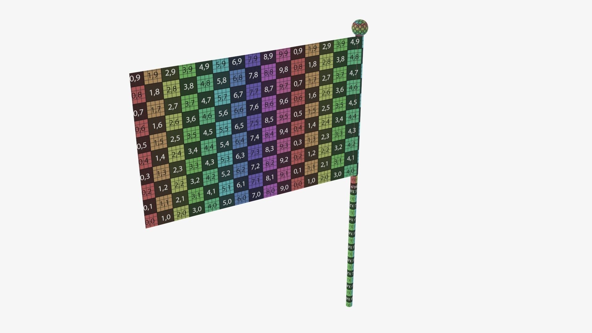 Small decorative flag on flagpole 3D model_13