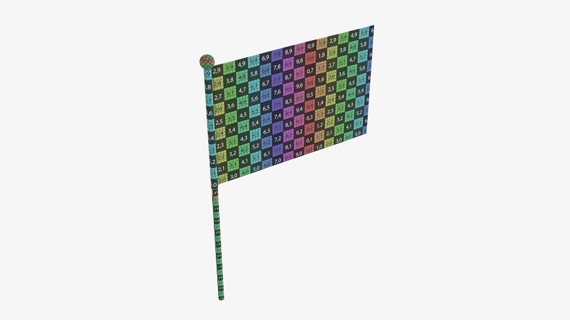 Small decorative flag on flagpole 3D model_11