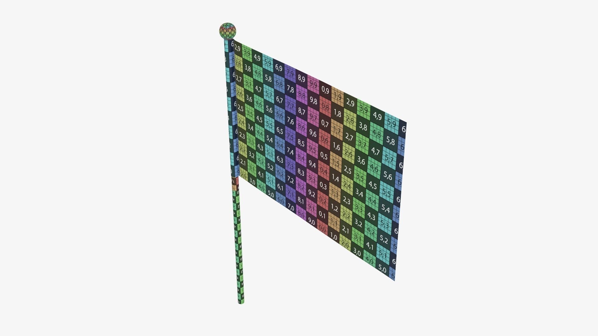 Small decorative flag on flagpole 3D model_12