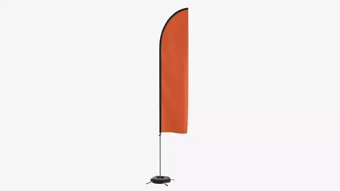 Feather type flag with weight 3D model