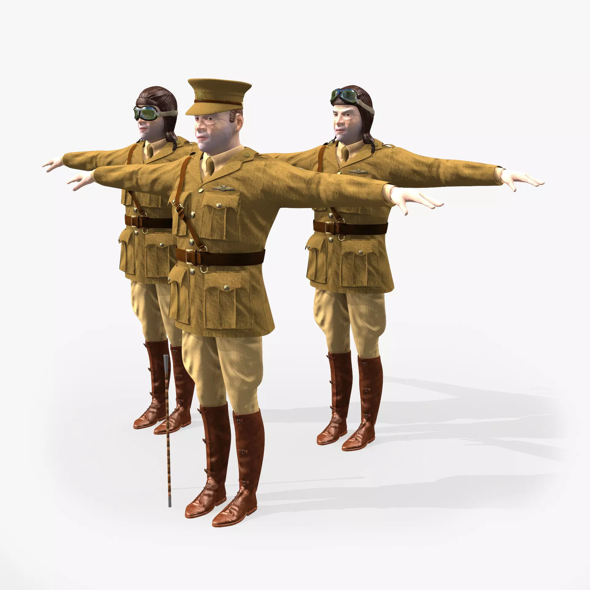 Aviator WWI British Pilot STATIC not rigged Low Poly Low-poly 3D model