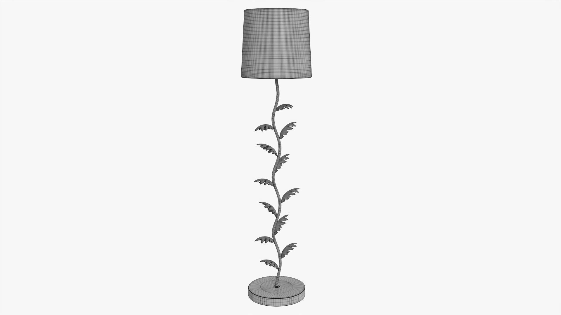 Floor lamp decorated with leaves with shade  3D model_6