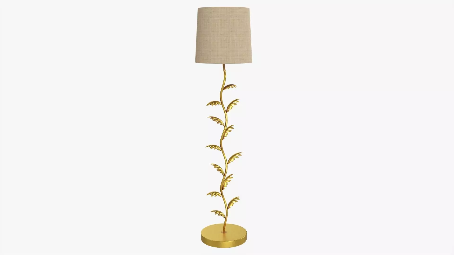 Floor lamp decorated with leaves with shade  3D model_0