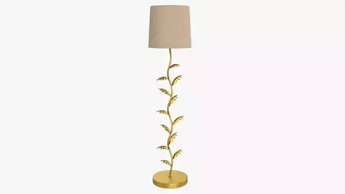 Floor lamp decorated with leaves with shade 