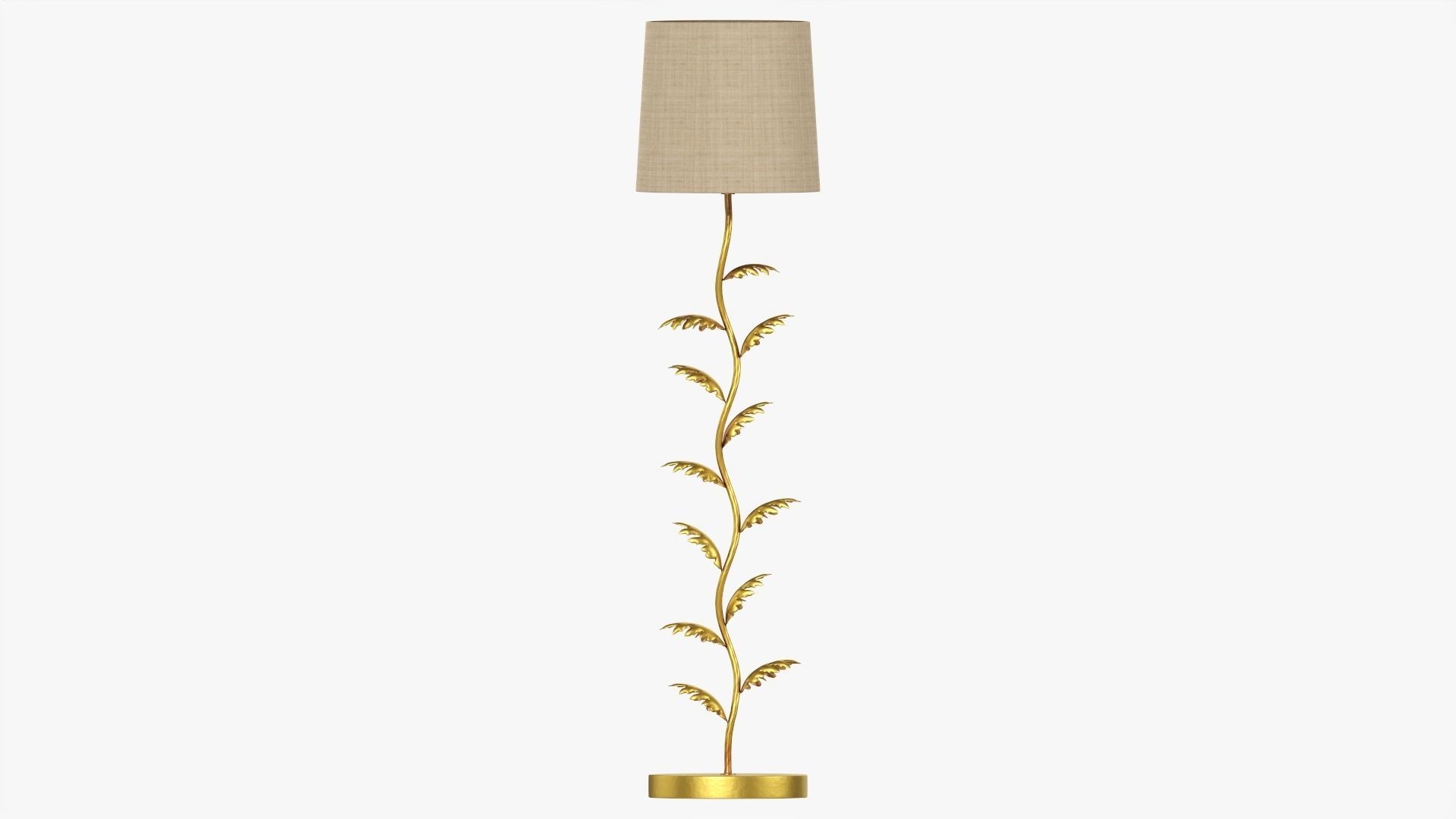 Floor lamp decorated with leaves with shade  3D model_3