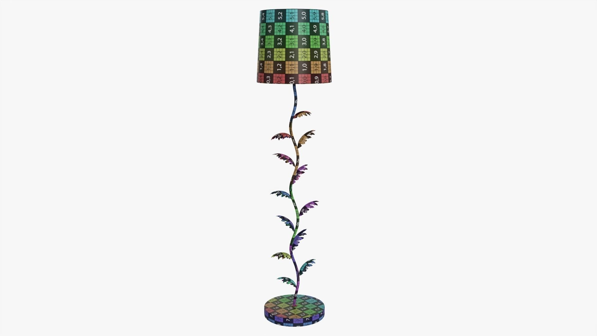 Floor lamp decorated with leaves with shade  3D model_9