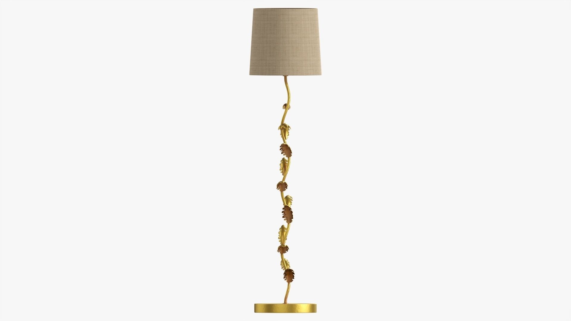 Floor lamp decorated with leaves with shade  3D model_4