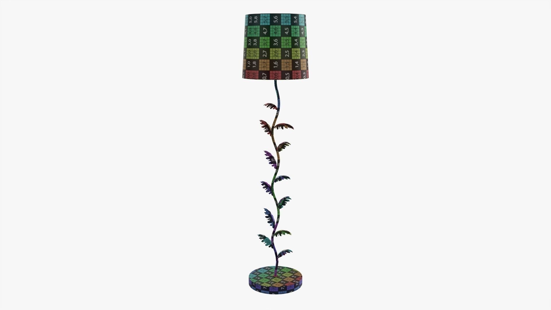Floor lamp decorated with leaves with shade  3D model_11