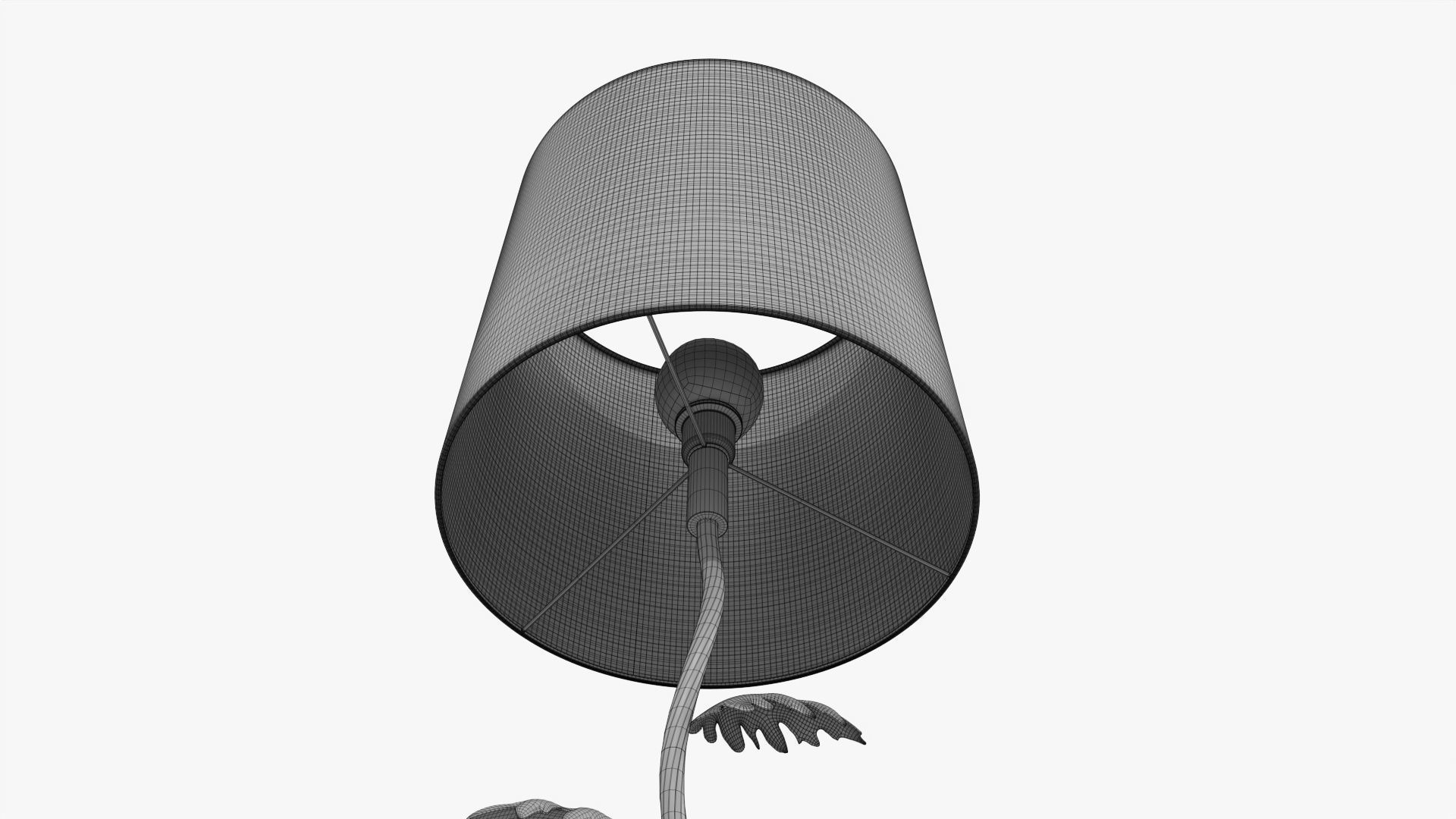 Floor lamp decorated with leaves with shade  3D model_7