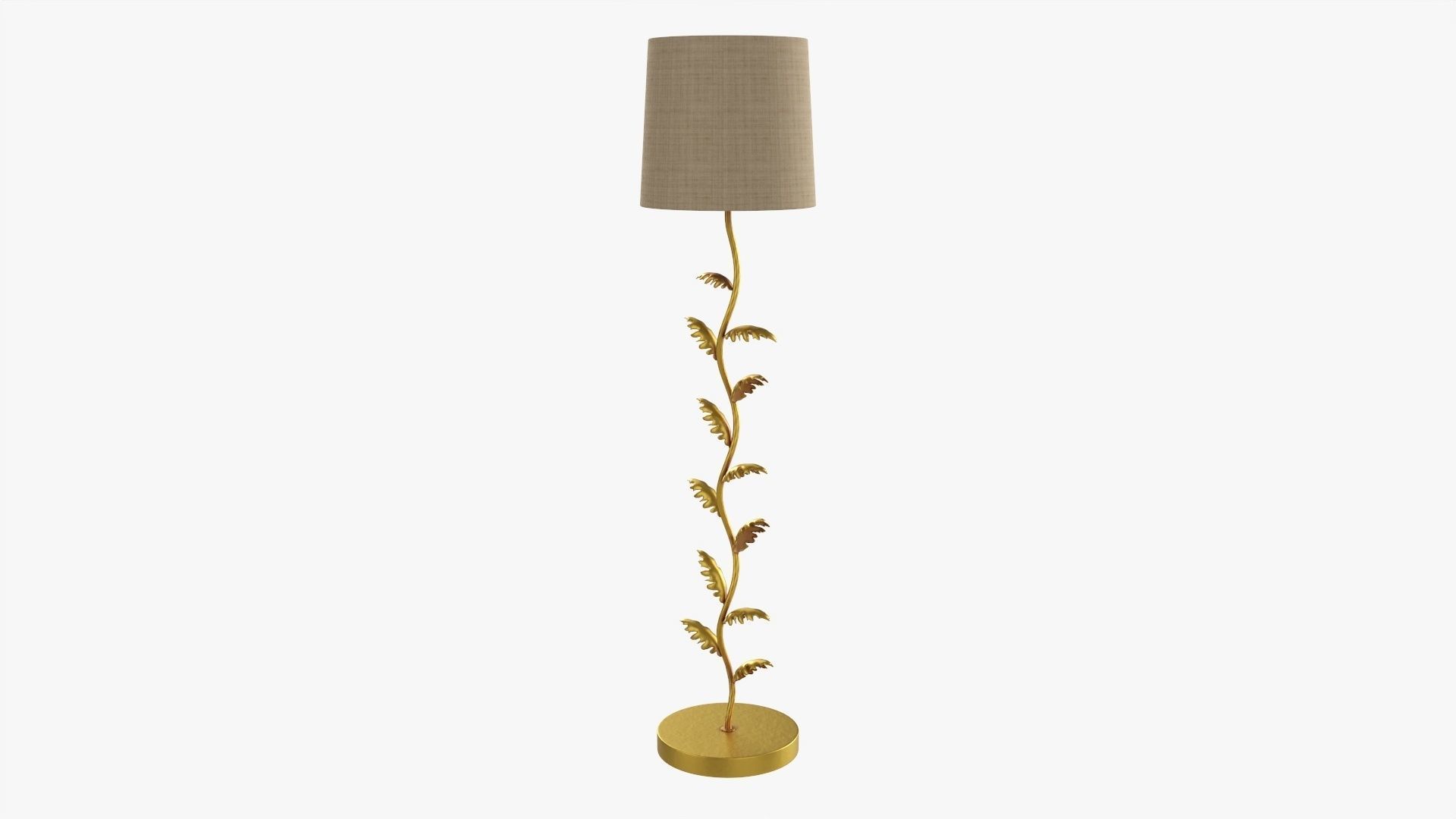 Floor lamp decorated with leaves with shade  3D model_1