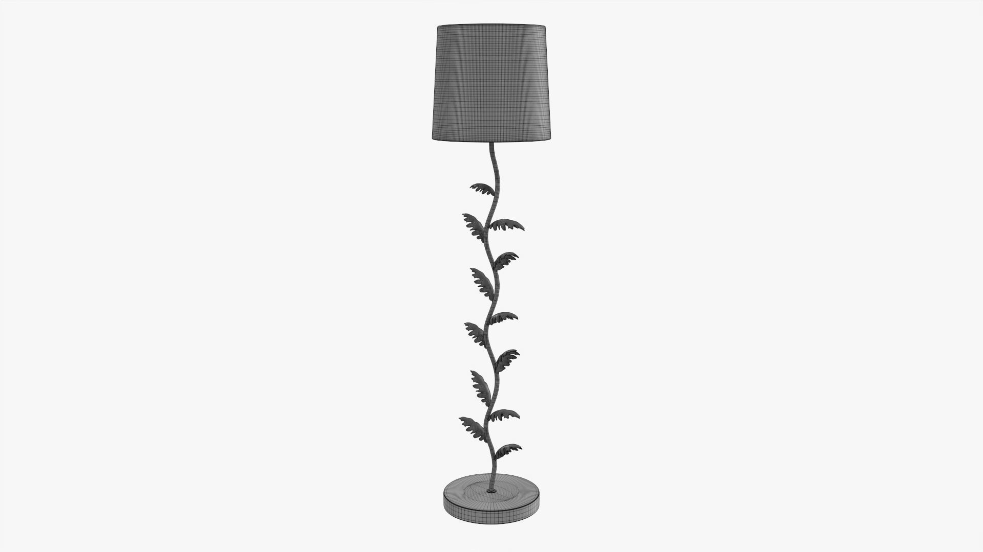 Floor lamp decorated with leaves with shade  3D model_8