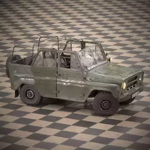 UAZ car PBR 4k 2k 1k 3d model Low-poly 3D model