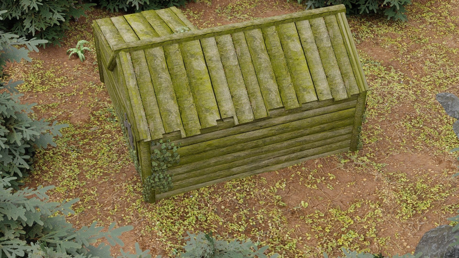 Cabin house in middle of forest 3D model_2