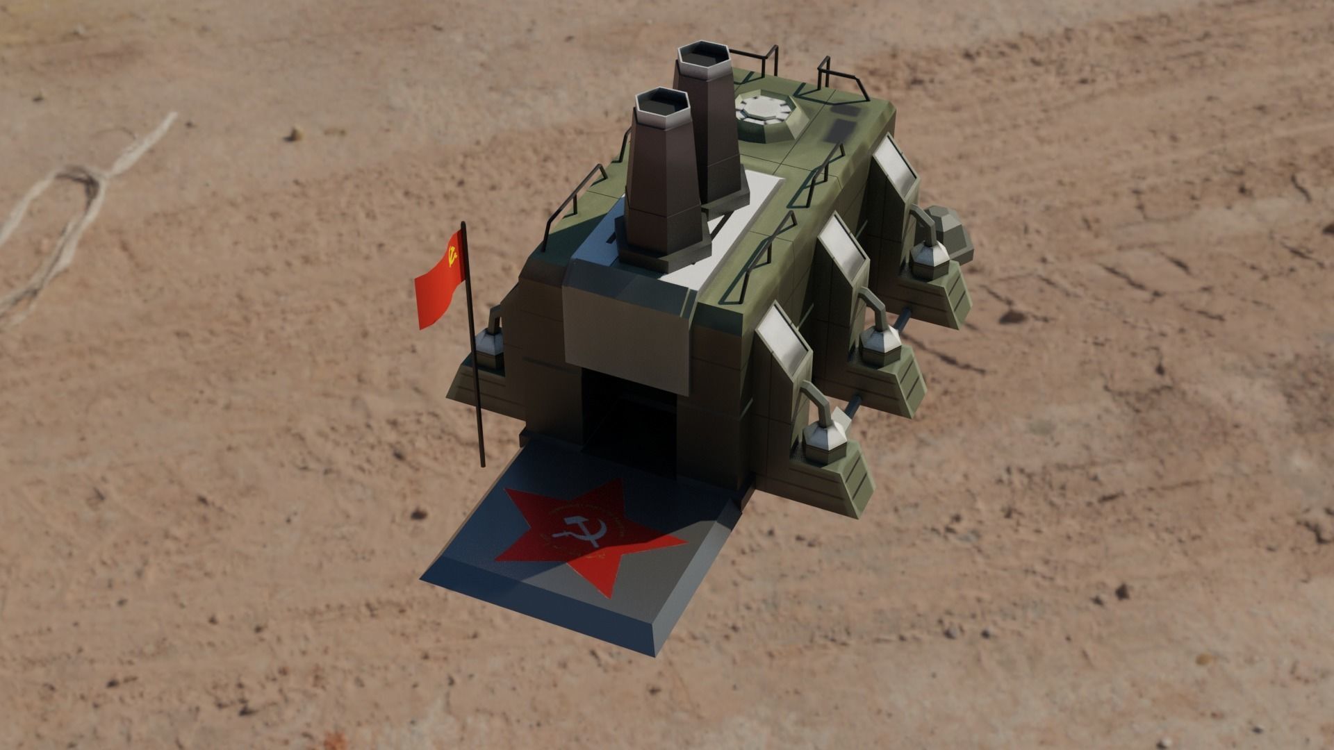 Low Poly Communist Party camp Free low-poly 3D model_2