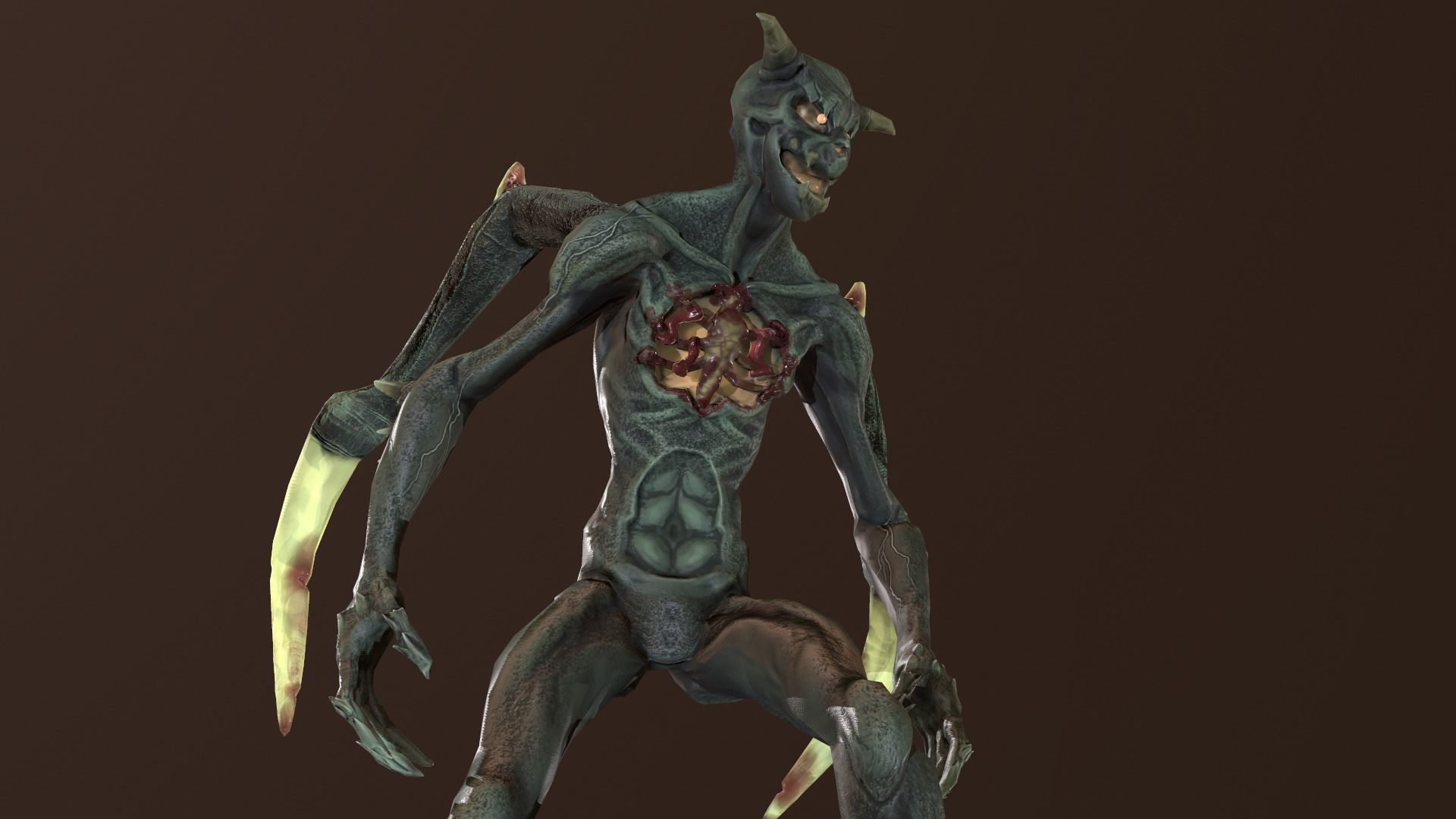 Monster Demon Skeleton Low poly model Low-poly 3D model_8