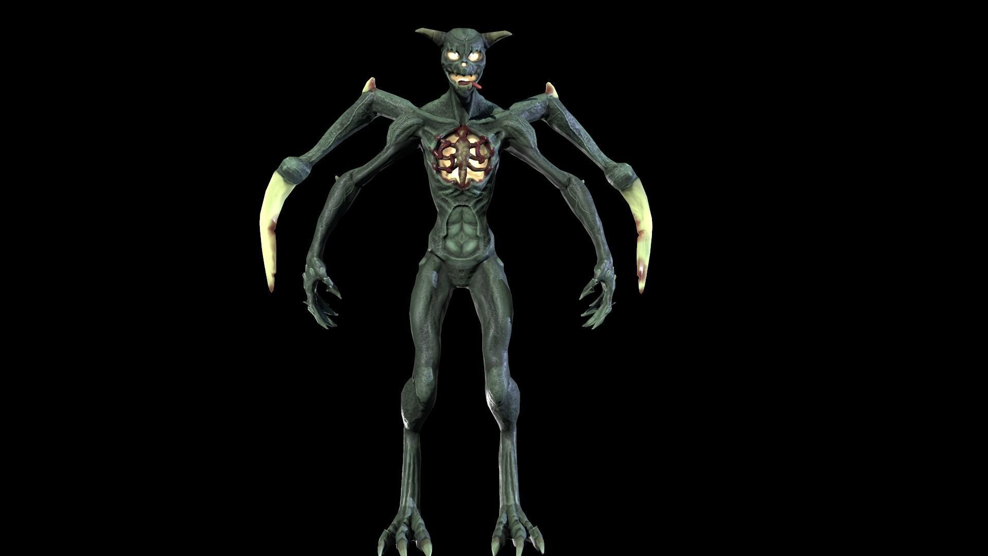 Monster Demon Skeleton Low poly model Low-poly 3D model_5