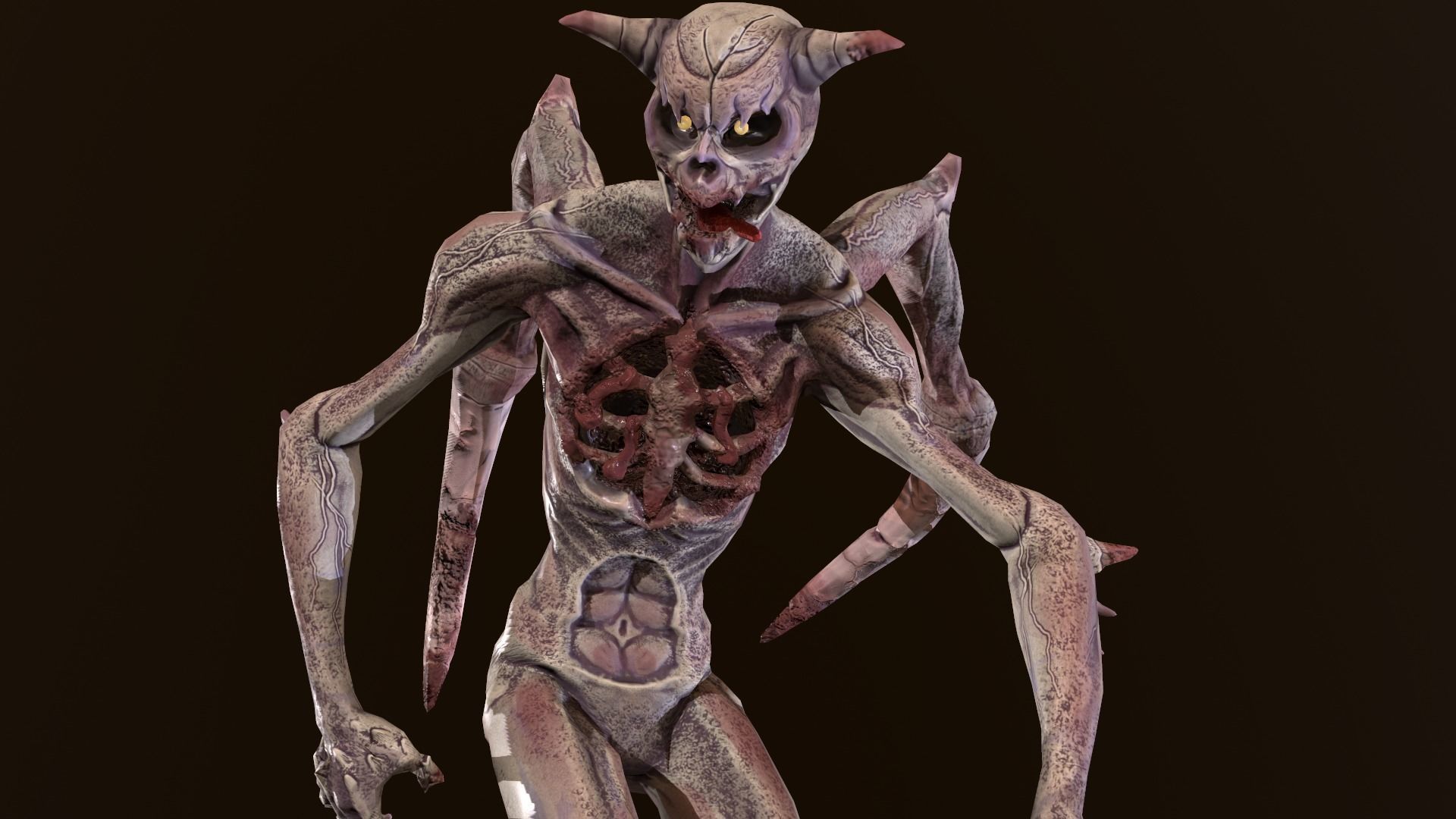 Monster Demon Skeleton Low poly model Low-poly 3D model_14