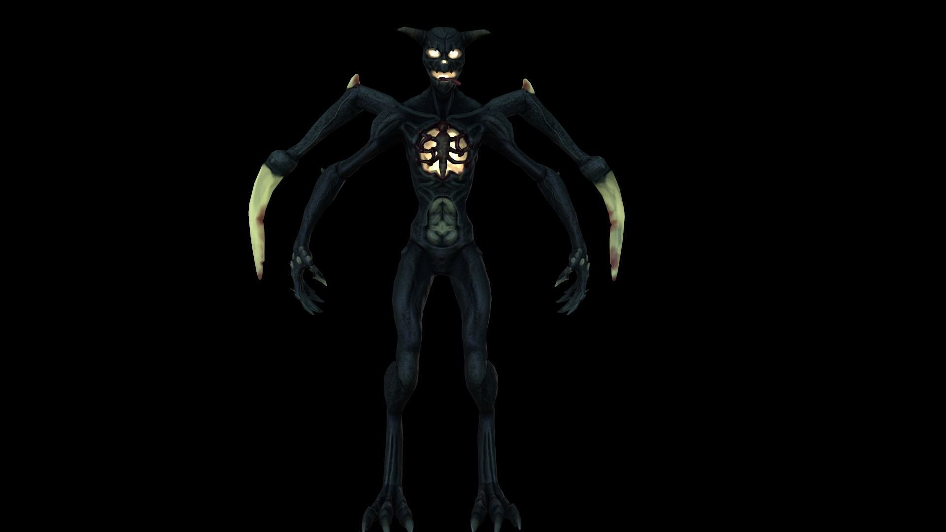 Monster Demon Skeleton Low poly model Low-poly 3D model_4